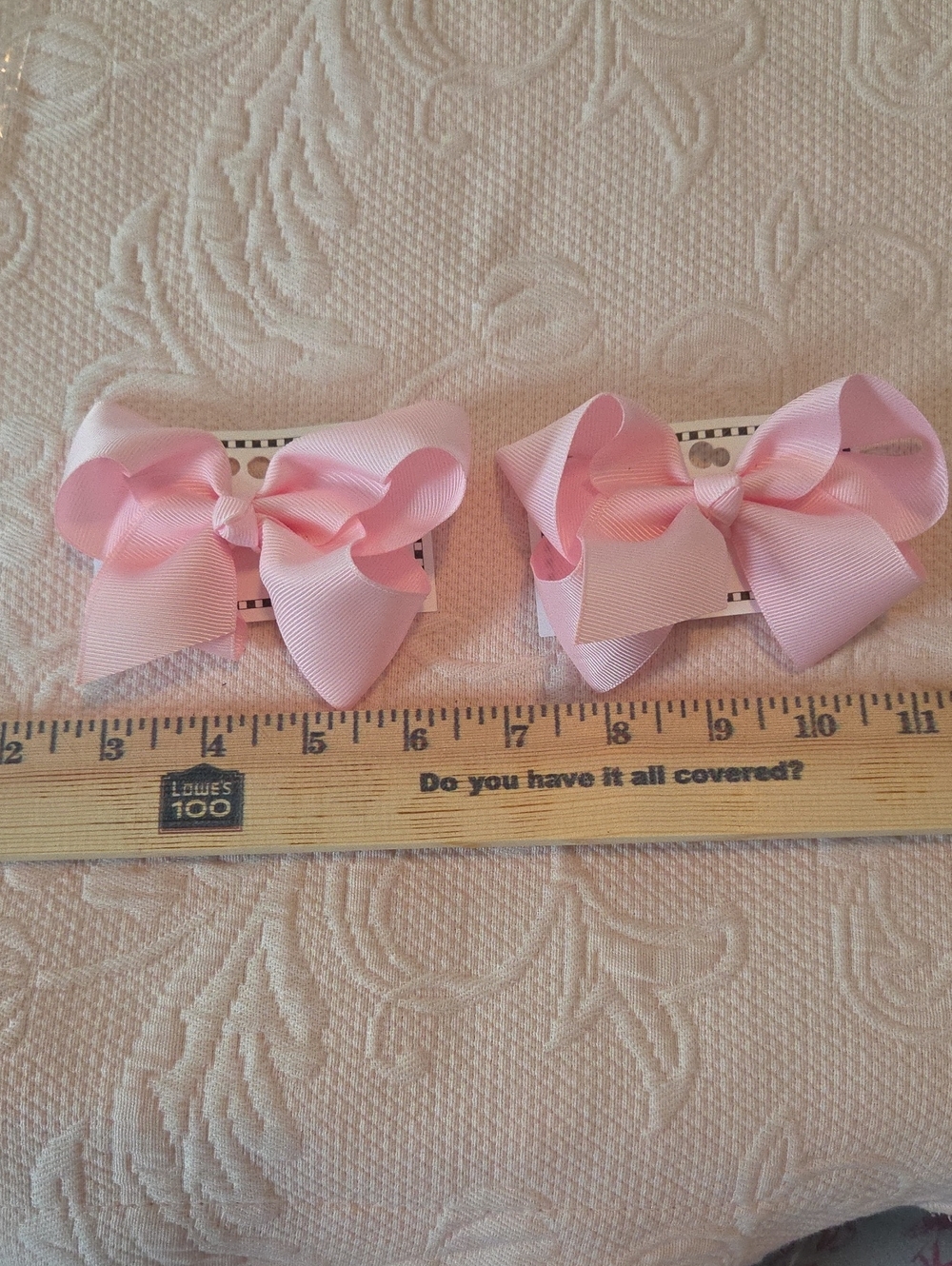 Soft Pink Grosgrain Bow Hair Clips for Kids - Set of 2